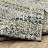 12' Runner Blue Green Teal and Grey Abstract Power Loom Runner Rug - Homeroots - Flyclothing LLC