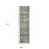 12' Runner Blue Green Teal and Grey Abstract Power Loom Runner Rug - Homeroots - Flyclothing LLC