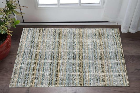 3' X 5' Blue and Ivory Abstract Power Loom Area Rug - Homeroots - Flyclothing LLC