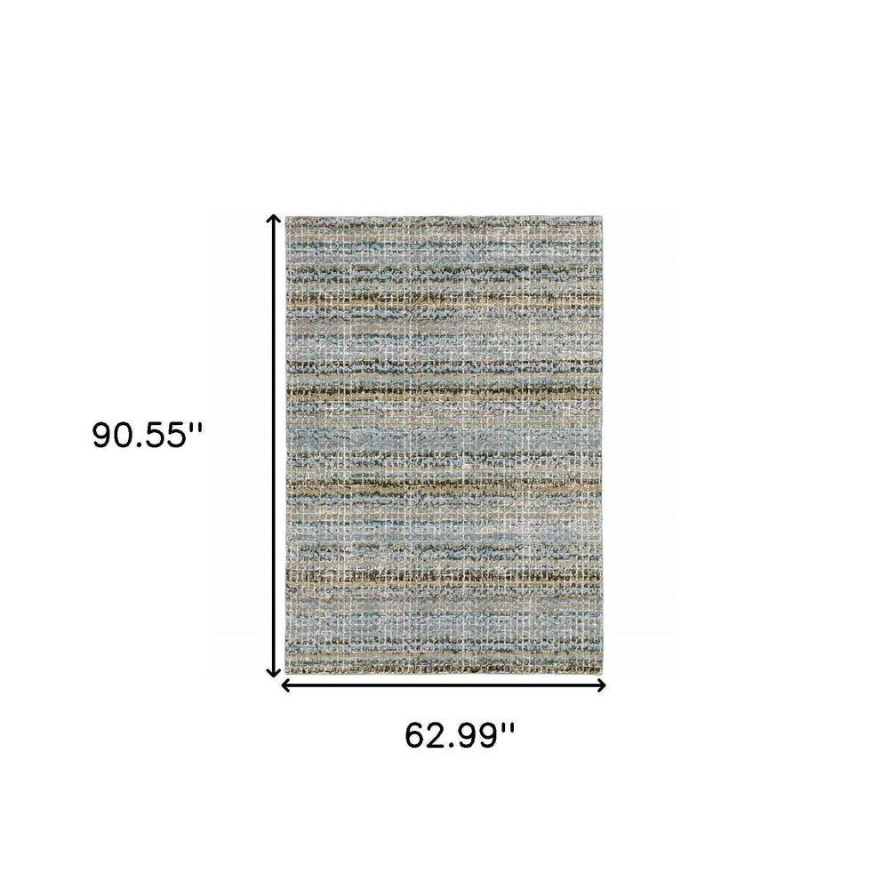 5' X 7' Blue and Ivory Abstract Power Loom Area Rug - Homeroots - Flyclothing LLC