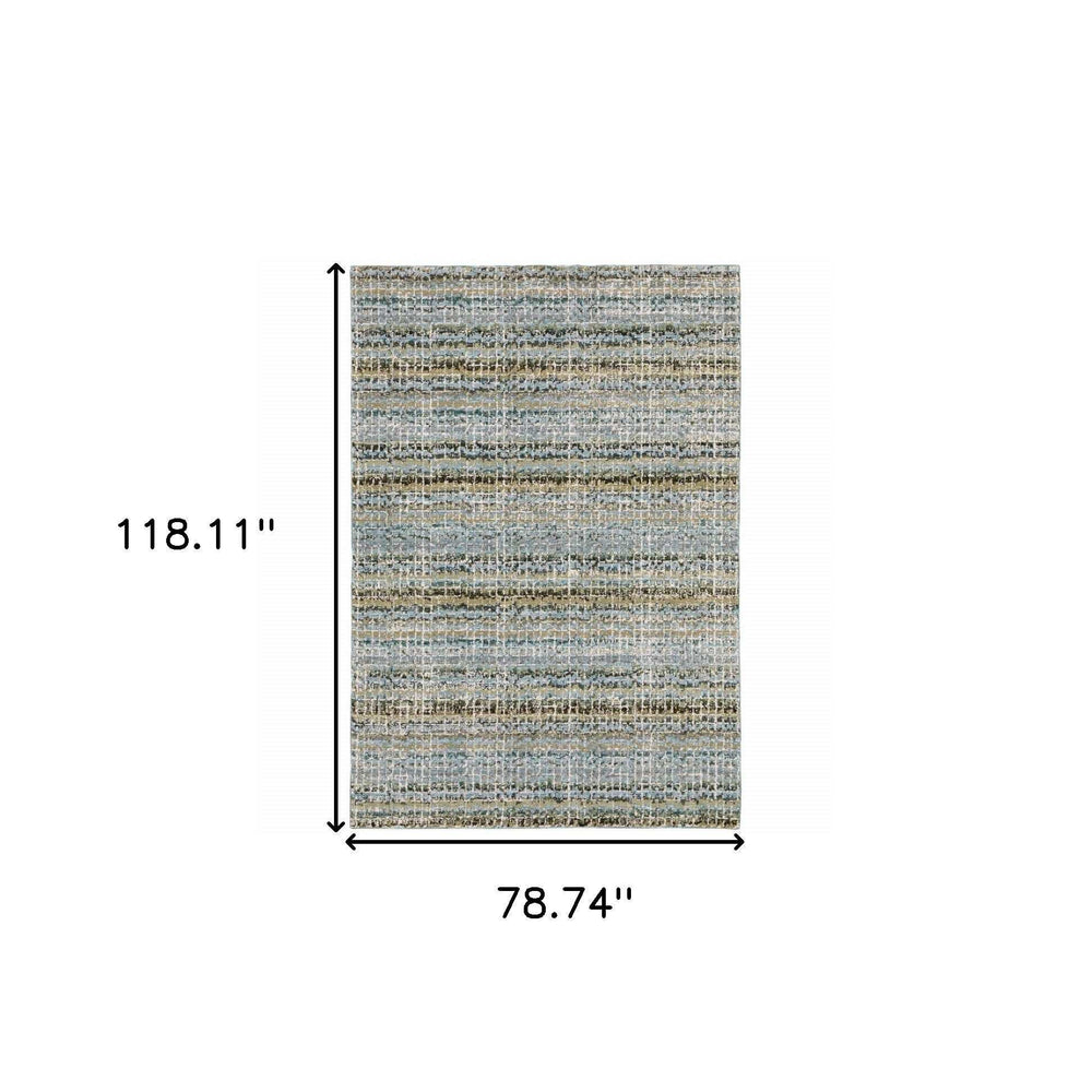 7' X 10' Blue and Ivory Abstract Power Loom Area Rug - Homeroots - Flyclothing LLC