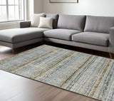 8' X 11' Blue and Ivory Abstract Power Loom Area Rug - Homeroots - Flyclothing LLC