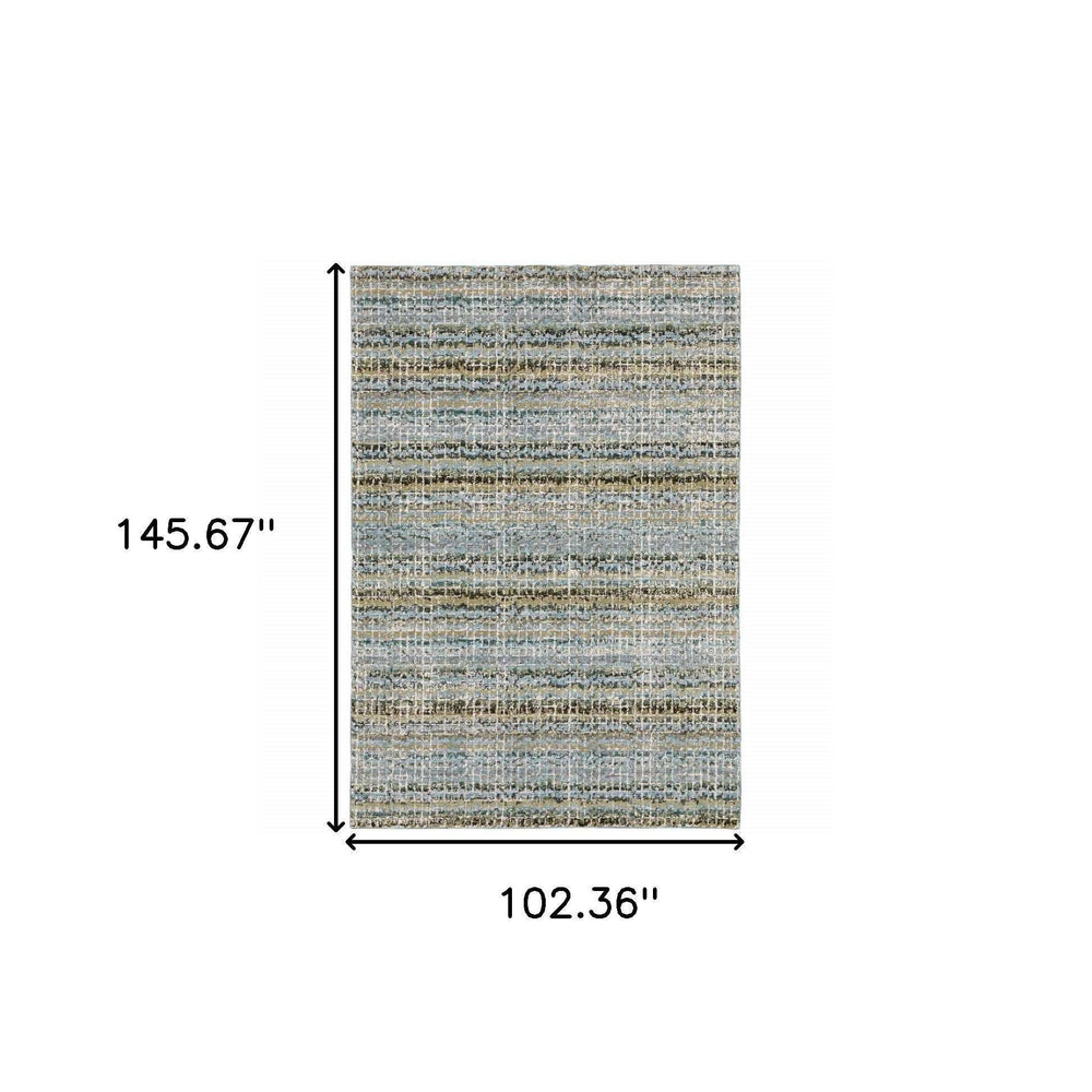 9' X 12' Blue and Ivory Abstract Power Loom Area Rug - Homeroots - Flyclothing LLC