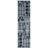 8' Runner Blue Geometric Power Loom Runner Rug - Homeroots - Flyclothing LLC