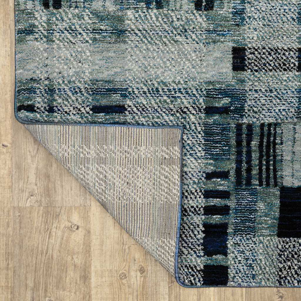 8' Runner Blue Geometric Power Loom Runner Rug - Homeroots - Flyclothing LLC