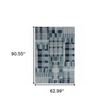 5' X 7' Blue Geometric Power Loom Area Rug - Homeroots - Flyclothing LLC
