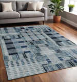5' X 7' Blue Geometric Power Loom Area Rug - Homeroots - Flyclothing LLC