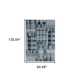 8' X 11' Blue Geometric Power Loom Area Rug - Homeroots - Flyclothing LLC