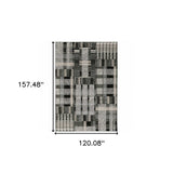 10' X 13' Gray and Black Geometric Power Loom Area Rug - Homeroots - Flyclothing LLC