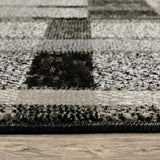 8' Runner Gray and Black Geometric Power Loom Runner Rug - Homeroots - Flyclothing LLC