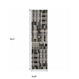 8' Runner Gray and Black Geometric Power Loom Runner Rug - Homeroots - Flyclothing LLC