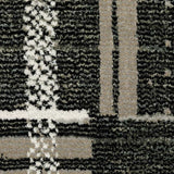 12' Runner Black Grey and Ivory Geometric Power Loom Runner Rug - Homeroots - Flyclothing LLC