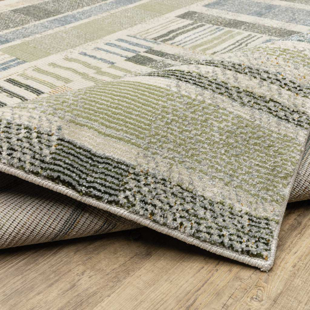10' X 13' Gray and Ivory Geometric Power Loom Area Rug - Homeroots - Flyclothing LLC