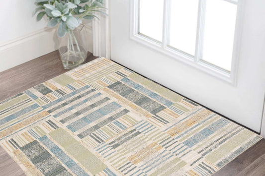 2' X 3' Gray and Ivory Geometric Power Loom Area Rug - Homeroots - Flyclothing LLC