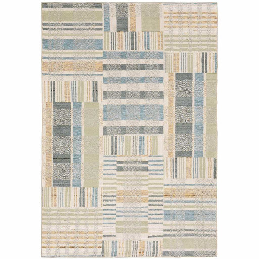 2' X 3' Gray and Ivory Geometric Power Loom Area Rug - Homeroots - Flyclothing LLC
