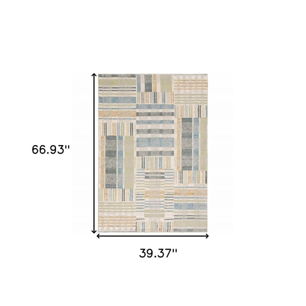 3' X 5' Gray and Ivory Geometric Power Loom Area Rug - Homeroots - Flyclothing LLC