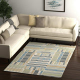 5' X 7' Gray and Ivory Geometric Power Loom Area Rug - Homeroots - Flyclothing LLC