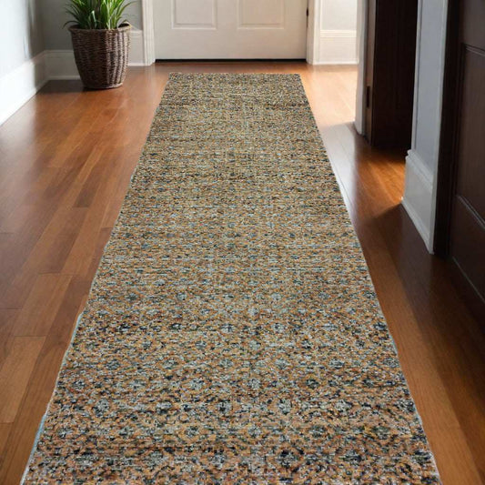 12' Runner Blue and Beige Geometric Power Loom Runner Rug - Homeroots - Flyclothing LLC