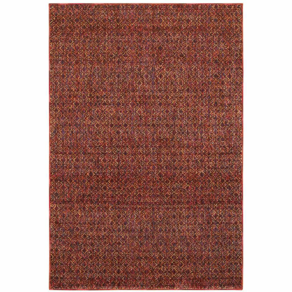 2' X 3' Red and Gold Geometric Power Loom Area Rug - Homeroots - Flyclothing LLC