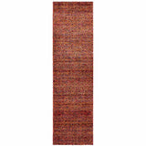 8' Runner Red and Gold Geometric Power Loom Runner Rug - Homeroots - Flyclothing LLC