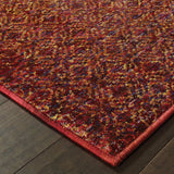 12' Runner Red Gold and Blue Geometric Power Loom Runner Rug - Homeroots - Flyclothing LLC