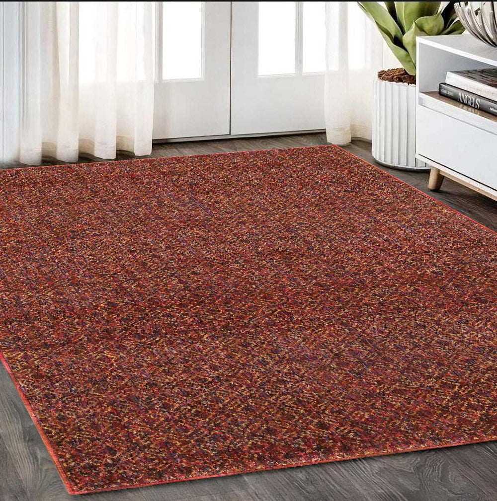 5' X 7' Red and Gold Geometric Power Loom Area Rug - Homeroots - Flyclothing LLC