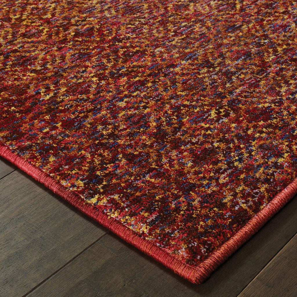 8' X 11' Red and Gold Geometric Power Loom Area Rug - Homeroots - Flyclothing LLC