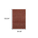 8' X 11' Red and Gold Geometric Power Loom Area Rug - Homeroots - Flyclothing LLC