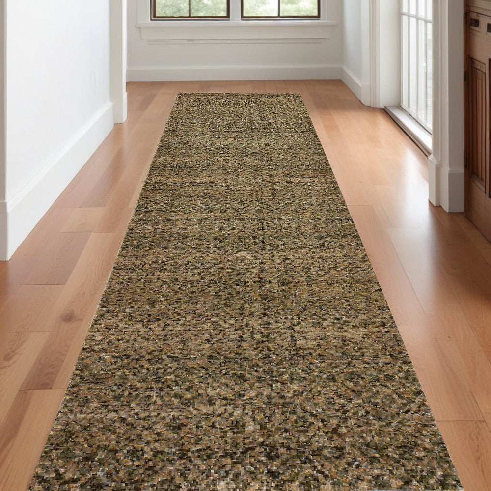 12' Runner Brown Geometric Power Loom Runner Rug - Homeroots - Flyclothing LLC