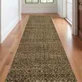 12' Runner Brown Geometric Power Loom Runner Rug - Homeroots - Flyclothing LLC