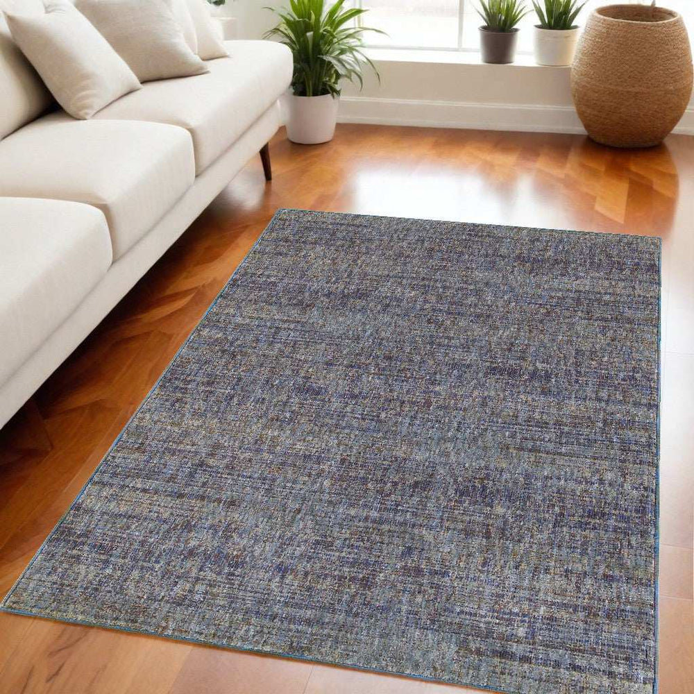 5' X 7' Blue and Ivory Power Loom Area Rug - Homeroots - Flyclothing LLC
