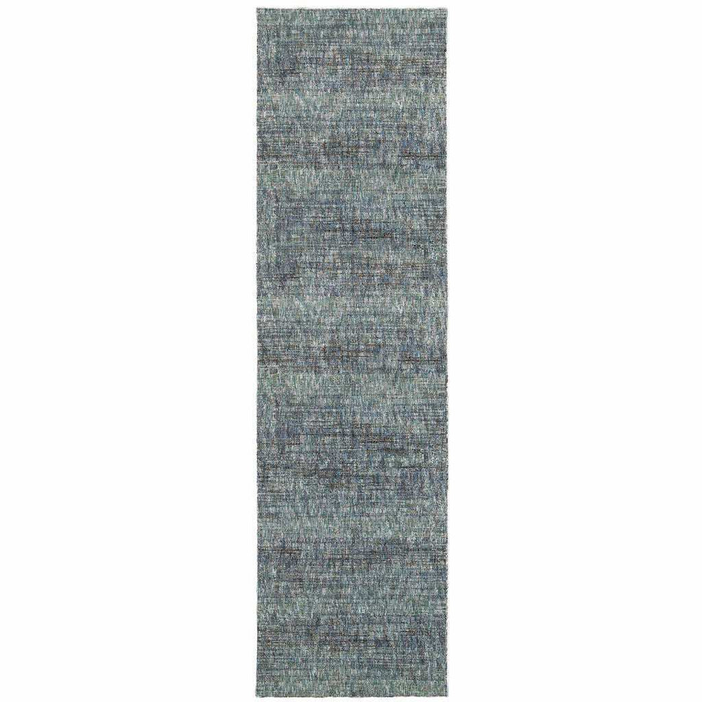 8' Runner Blue and Gray Power Loom Runner Rug - Homeroots - Flyclothing LLC