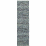 8' Runner Blue and Gray Power Loom Runner Rug - Homeroots - Flyclothing LLC