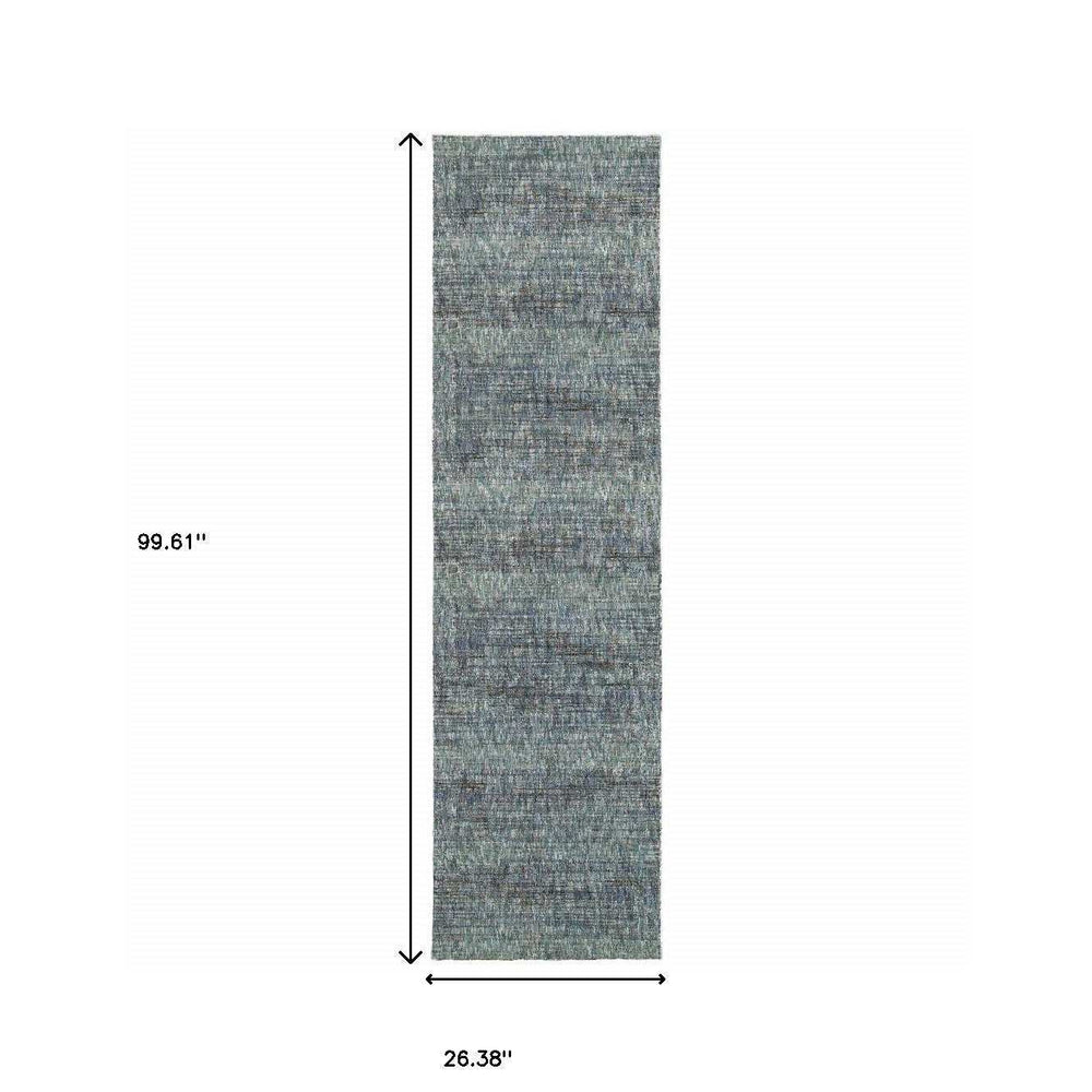 8' Runner Blue and Gray Power Loom Runner Rug - Homeroots - Flyclothing LLC