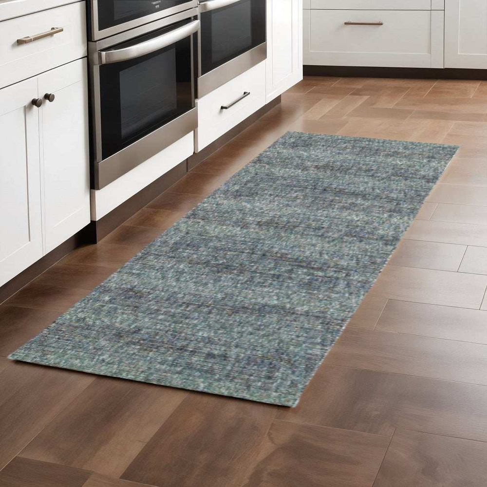 8' Runner Blue and Gray Power Loom Runner Rug - Homeroots - Flyclothing LLC