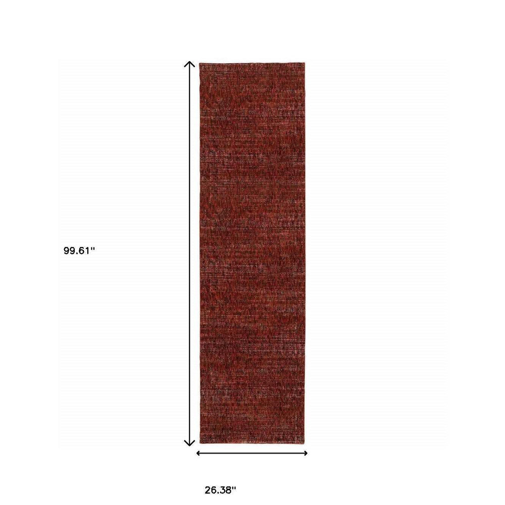 8' Runner Red and Gray Power Loom Runner Rug - Homeroots - Flyclothing LLC