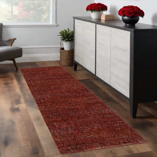 8' Runner Red and Gray Power Loom Runner Rug - Homeroots - Flyclothing LLC