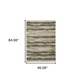 4' X 6' Beige Ivory Charcoal Brown Tan And Grey Abstract Power Loom Stain Resistant Area Rug With Fringe - Homeroots - Flyclothing LLC