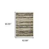 5' X 8' Beige Ivory Charcoal Brown Tan And Grey Abstract Power Loom Stain Resistant Area Rug With Fringe - Homeroots - Flyclothing LLC