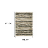 10' X 13' Beige Ivory Charcoal Brown Tan And Grey Abstract Power Loom Stain Resistant Area Rug With Fringe - Homeroots - Flyclothing LLC