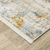 8' X 11' Beige Grey Brown Gold Red And Blue Abstract Power Loom Stain Resistant Area Rug With Fringe - Homeroots - Flyclothing LLC