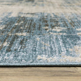 8' X 11' Blue Grey Ivory Light Blue And Dark Blue Abstract Power Loom Stain Resistant Area Rug With Fringe - Homeroots - Flyclothing LLC