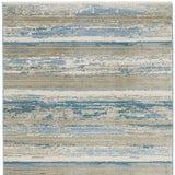 2' X 8' Blue And Ivory Abstract Power Loom Runner Rug With Fringe - Homeroots - Flyclothing LLC