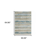 4' X 6' Ivory Beige Grey Blue And Tan Abstract Power Loom Stain Resistant Area Rug With Fringe - Homeroots - Flyclothing LLC