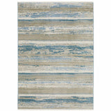 5' X 8' Ivory Beige Grey Blue And Tan Abstract Power Loom Stain Resistant Area Rug With Fringe - Homeroots - Flyclothing LLC