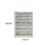 10' X 13' Ivory Beige Grey Blue And Tan Abstract Power Loom Stain Resistant Area Rug With Fringe - Homeroots - Flyclothing LLC