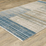 10' X 13' Blue Dark Blue Teal Grey Ivory Beige And Tan Geometric Power Loom Stain Resistant Area Rug With Fringe - Homeroots - Flyclothing LLC
