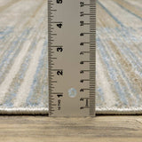 10' X 13' Blue Dark Blue Teal Grey Ivory Beige And Tan Geometric Power Loom Stain Resistant Area Rug With Fringe - Homeroots - Flyclothing LLC