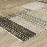 10' X 13' Beige Charcoal Brown Grey Tan Gold And Blue Geometric Power Loom Stain Resistant Area Rug With Fringe - Homeroots - Flyclothing LLC