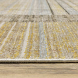 10' X 13' Beige Charcoal Brown Grey Tan Gold And Blue Geometric Power Loom Stain Resistant Area Rug With Fringe - Homeroots - Flyclothing LLC